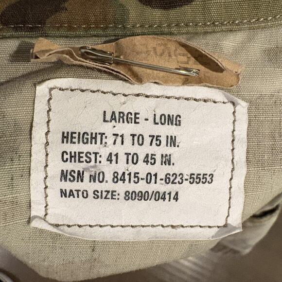 US Army Combat Uniform Jacket Mens Large Long Multicam Camo Tactical Coat 8415-0 - Picture 2 of 14